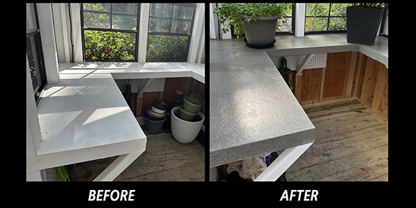 Greenhouse countertops upgraded with stone surface