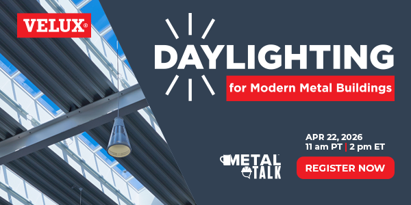 VELUX - Daylighting drives new value in modern metal buildings Register